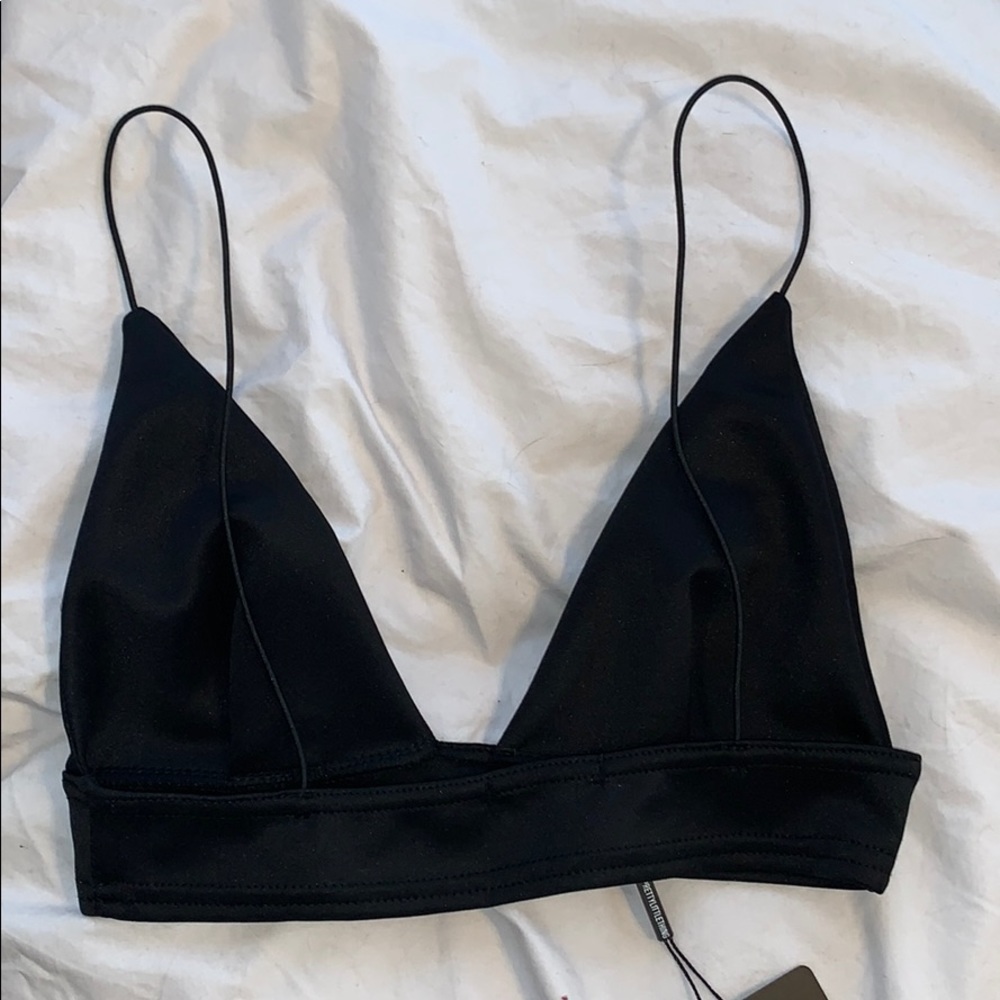 Black Scuba Spaghetti Strap Bralet - Picture 3 of 3